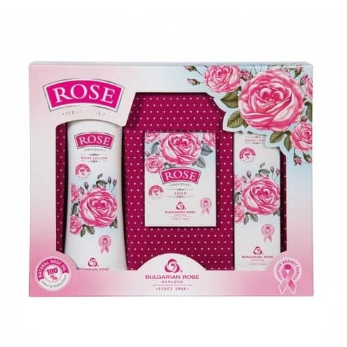 Gift set Rose with rose oil new (body lotion, hand cream, cream-soap)
